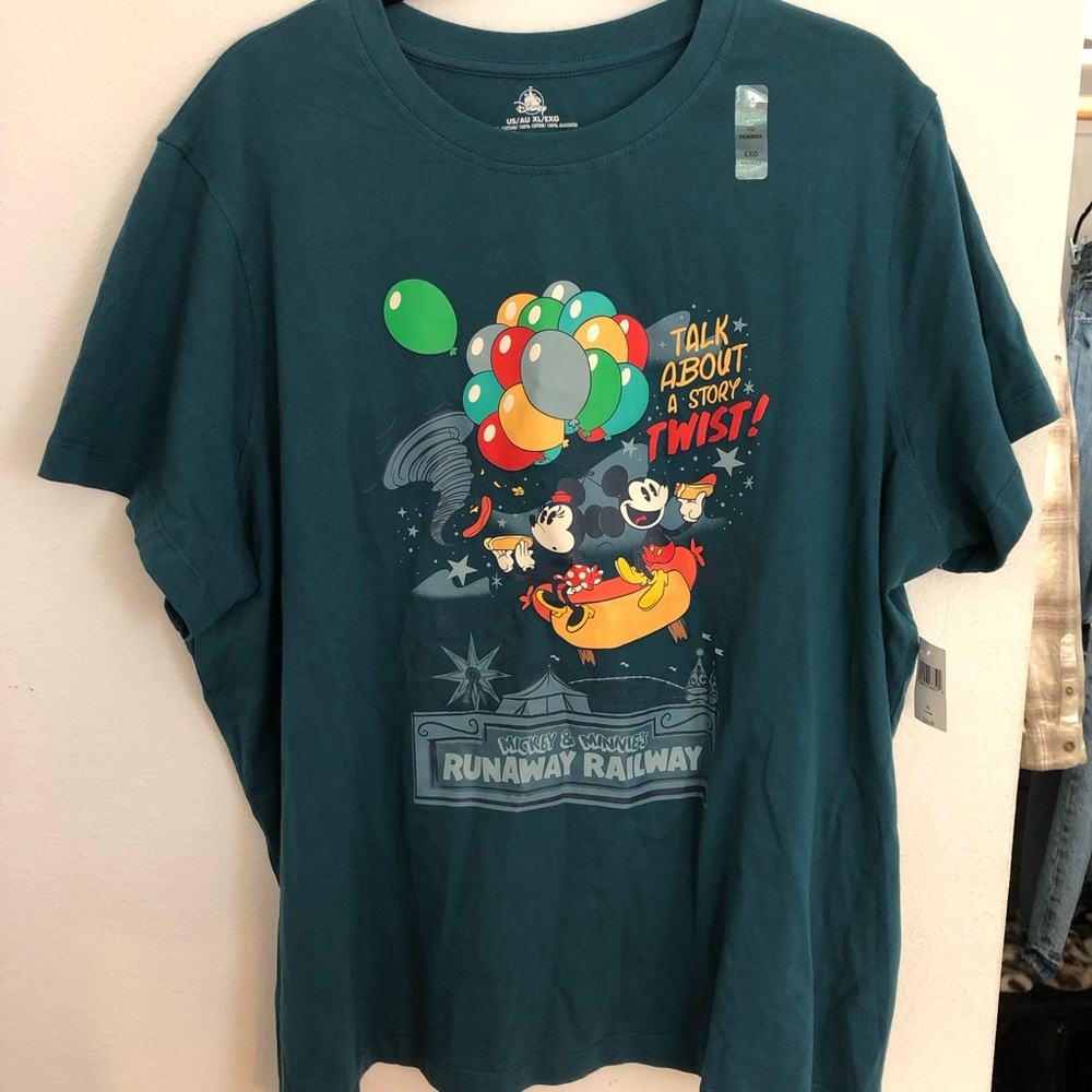 Disney Teal Graphic T-Shirt Mickey & Minnie’s Runaway Railway